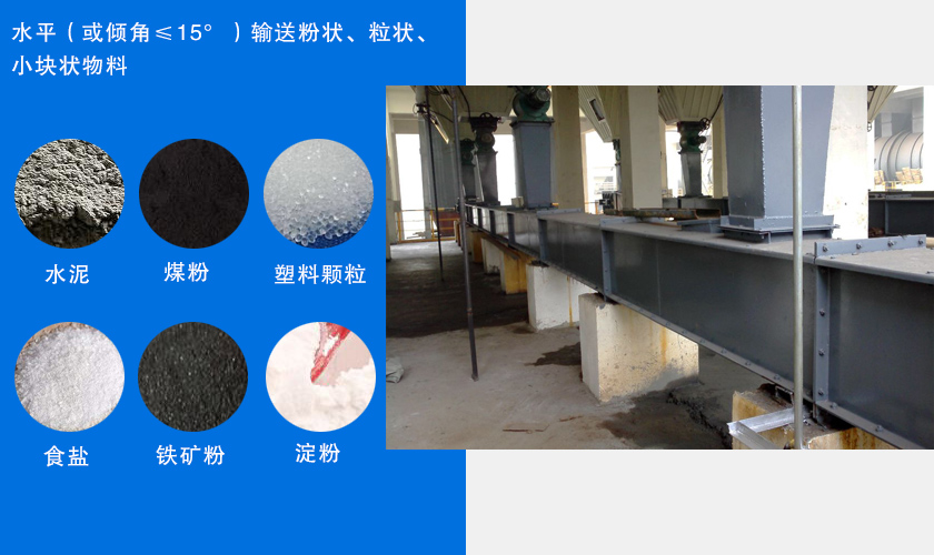 FU鏈?zhǔn)捷斔蜋C(jī)主要用于水平或傾斜輸送粉狀、粒狀或小塊狀物料