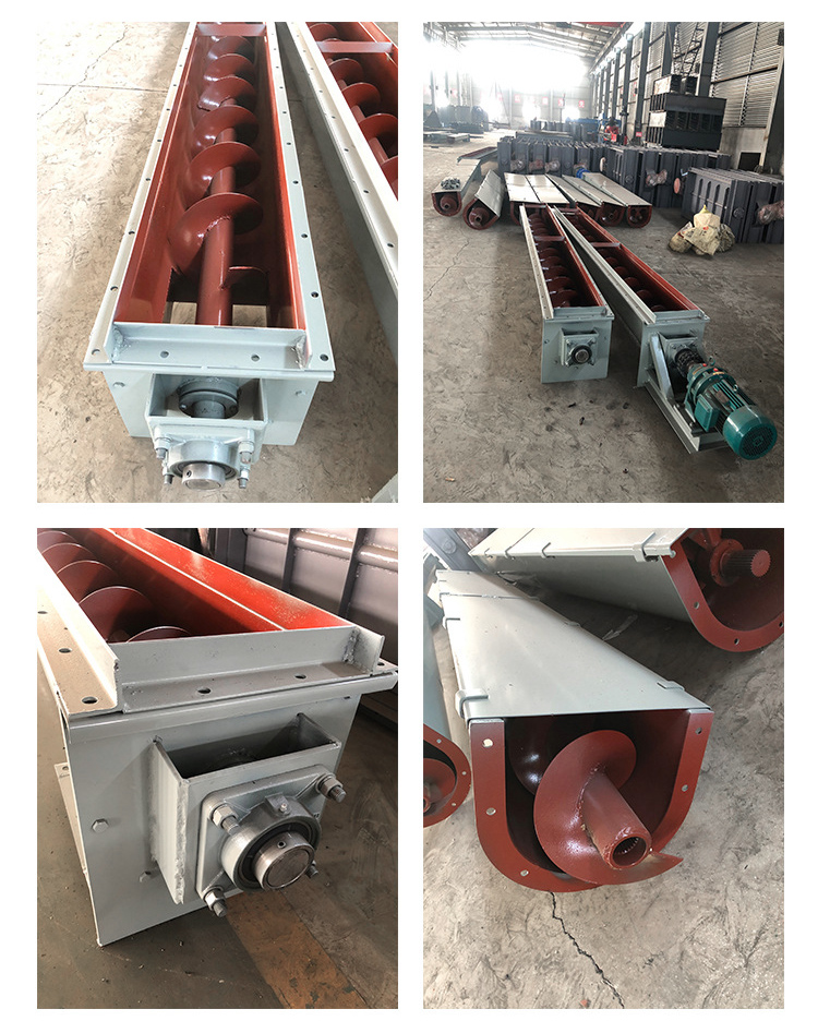 U型螺旋輸送機(jī)細(xì)節(jié)展示，采用不銹鋼材質(zhì)，輸送穩(wěn)定